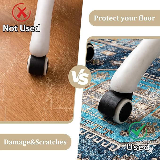 Office Chair Mat for Hardwood Floor, 48"x36" Easy Glide Computer Desk Mat Protector for Rolling Chair Under Desk Rug Nonslip Backing, Machine Wash (Modern)