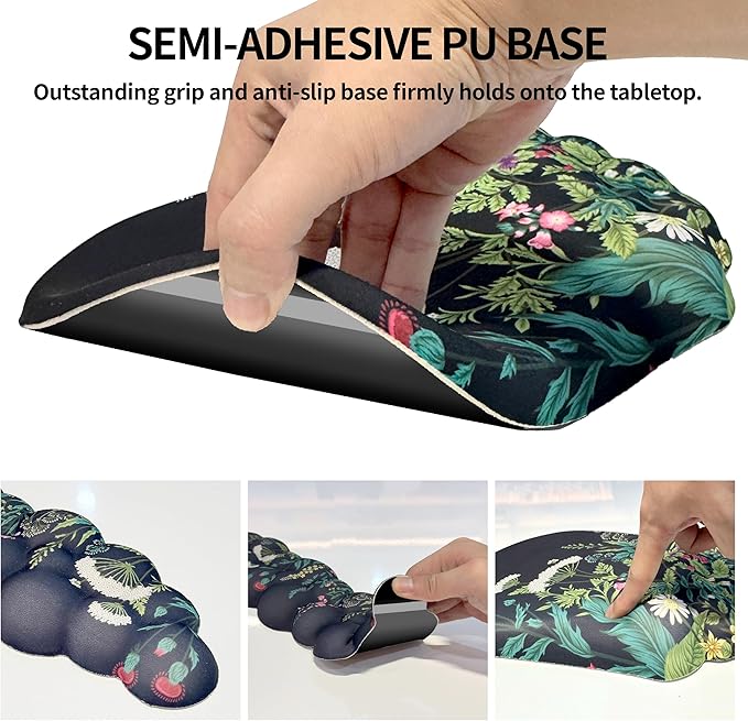Ergonomic Mouse pad and Keyboard Wrist Rest,2 in1 Cloud Keyboard Wrist Rest+Cloud Mouse Pad, Non-Slip Wrist Rest for Computer Keyboard, Made Easy Typing & Relieve Wrist Pain Flower