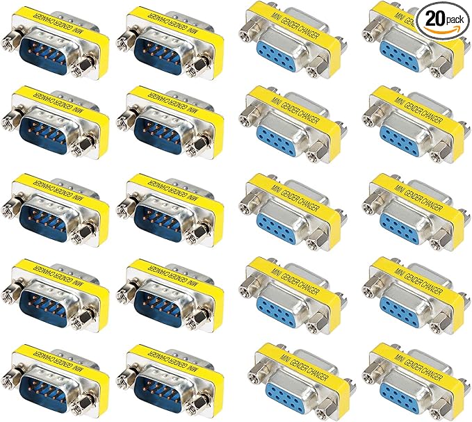 abcGoodefg 9 Pin RS-232 DB9 Male to Male Female to Female Serial Cable Gender Changer Coupler Adapter (20 Pack, DB9 Male to Male Female to Female)
