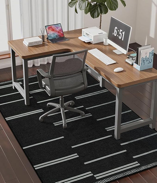 chakme Office Chair Mat for Hardwood Floor, 60"x45" Easy Glide Computer Desk Mat Protector for Rolling Chair Under Desk Rug Nonslip Backing, Machine Wash, (Stripes)