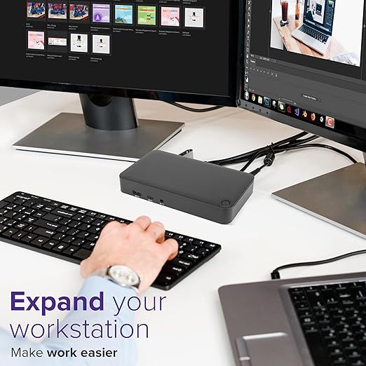 Targus Dual Monitor Universal USB-C DV4K DP Docking Station with 65W Power - Broad Compatibility with a Range of Hosts, Devices, Peripherals, Laptops, and Operating Systems (DOCK315USZ)