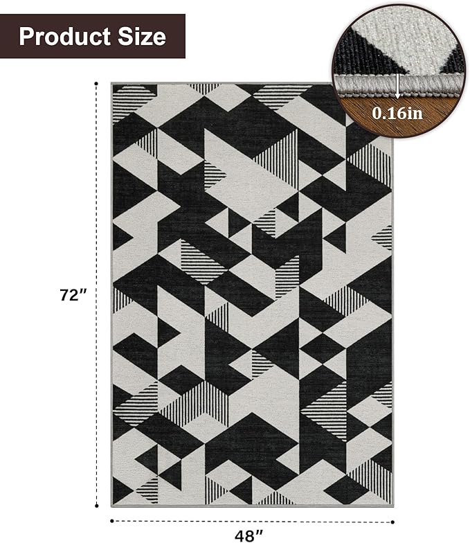 chakme Office Chair Mat for Hardwood Floor, 72"x48" Easy Glide Computer Desk Mat Protector for Rolling Chair Under Desk Rug Nonslip Backing, Machine Wash, (Geometry)