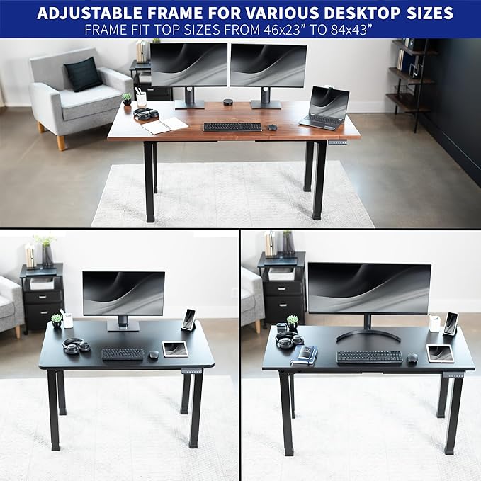 VIVO Electric 4-Leg Dual Motor Standing Desk Frame for Table Tops up to 84 x 43 inches and 220 lbs, Memory Controller Height Adjustment, Frame Only, White, DESK-E4W