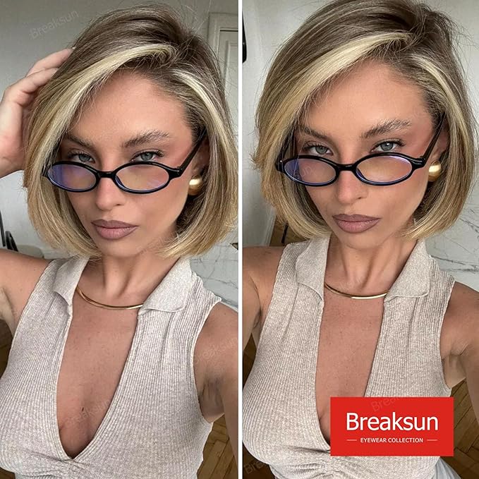 Retro Small Oval Glasses for Women Men 90s Small Face Blue Light Eyeglasses Cosplay Y2K Fake Glasses