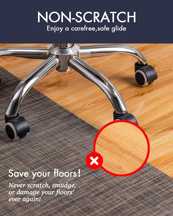 Office Chair Mat for Hardwood Floor Under Desk Computer Rolling Chair Mat for Wood/Tile Floor Non-Slip Heavy Duty Desk Rug PVC Plastic Hard Floor Protector 48" x 60" (Dark Walnut)