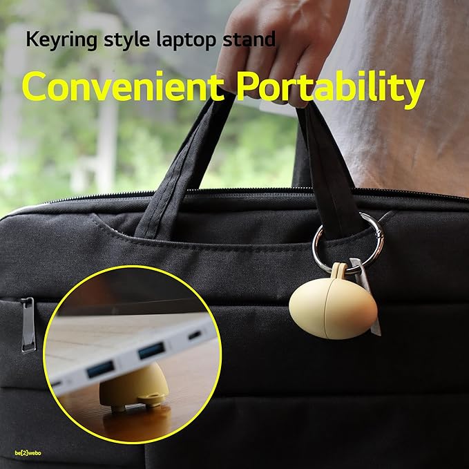 Portable Egg Keyring Style Anti-Slip Silicone Laptop & Pad Stand 2set(4pcs) - Ergonomic Viewing, Typing, Drawing, Cooling Foot/White Yellow (gray+gray)