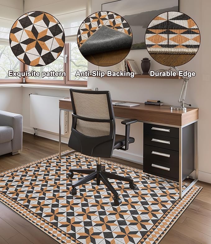 chakme Office Chair Mat for Hardwood Floor, 48"x36" Easy Glide Computer Desk Mat Protector for Rolling Chair Under Desk Rug Nonslip Backing, Machine Wash, (Plaid)