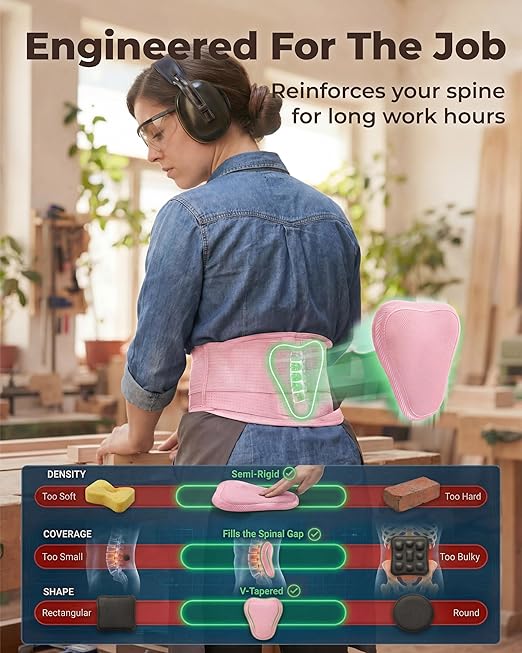 Sparthos Back Support Belt - Immediate Relief from Back Pain, Herniated Disc - Breathable Brace With Lumbar Pad - Lower Backbrace - For Men & Women - Fits 24–31″ Waist (Pink-XS, Check Size Chart)