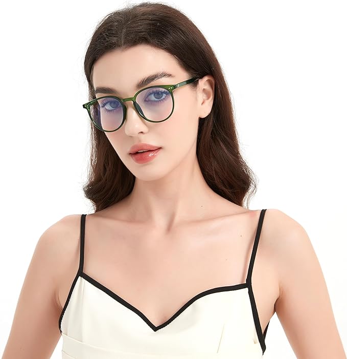Blue Light Blocking Glasses for Women and Men, Round Frame Computer Gaming Anti Eyestrain & UV Glare RF6213 (Black)
