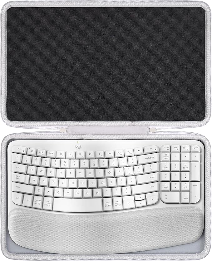 co2CREA Hard Case Compatible with Logitech Wave Keys MK670 Combo/Wave Keys Wireless Ergonomic Keyboard,Off White Case