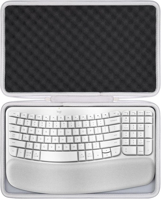 co2CREA Hard Case Compatible with Logitech Wave Keys MK670 Combo/Wave Keys Wireless Ergonomic Keyboard,Off White Case