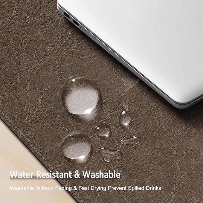 Imitation Crazy Horse Leather Desk Mat - Waterproof Desk Pad - Ideal for Large Mouse Pad and Desk Mats on Top of Desks (Chestnut+Chestnut, 11"*8")