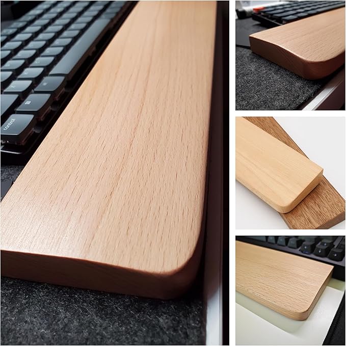 HomeDo Wooden Wrist Rest for Mechanical Keyboards, Support pad for Palm, Ergonomic Rest for Typing and Gaming,Palm Rest,Hand Rest (Beech,11.81”x3.15”(61 Key 60%))