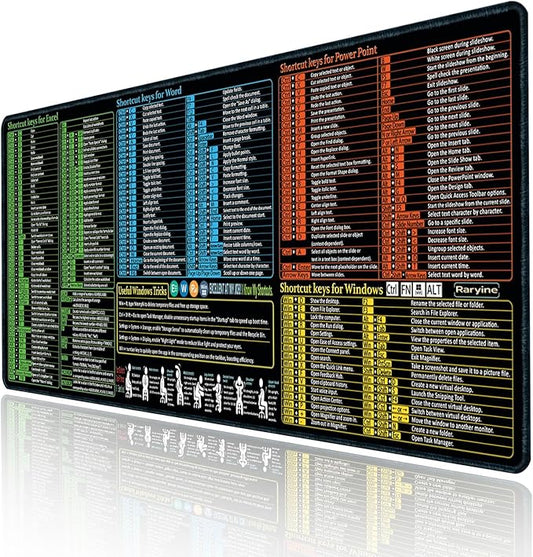 Excel/Word/Power Point/Windows Mouse pad,Non-Slip&Waterproof Large Gaming Office pc Desk mat(XXL 35.4x15.8 in),Over 200 Keyboard Shortcuts Mousepad