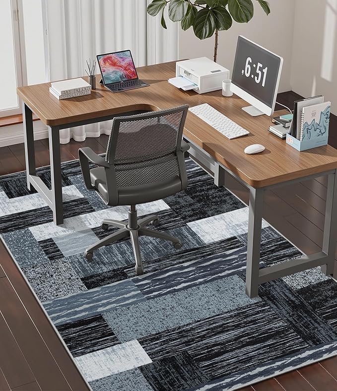 chakme Office Chair Mat for Hardwood Floor, 60"x45" Easy Glide Computer Desk Mat Protector for Rolling Chair Under Desk Rug Nonslip Backing, Machine Wash, (Jigsaw)