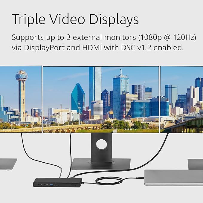 Kensington SD4842P EQ 12-in-1 USB-C Triple Video Docking Station, Triple 4K 60Hz, 100W PD, Compatible with MacBook M1/M2/M3/M4 and Windows Laptops (K32810NA) Black
