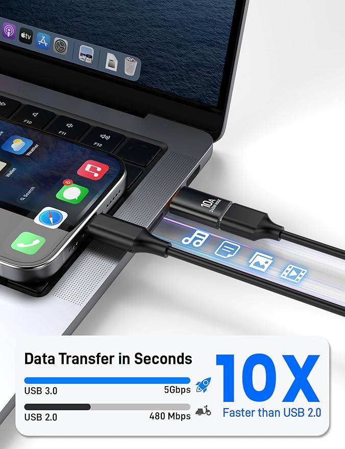 USB C to USB Adapter(10 Pack), USB C Male to USB A Female OTG Adapter High Speed Data Transfer for iPhone 17/16 Pro Max, iPad, iMac, MacBook Pro, Dell XPS and More Type C.