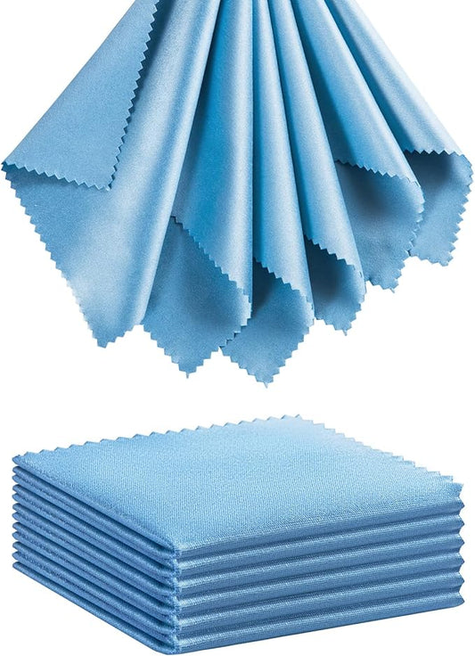 Eyeglass Cleaning Cloth Glasses Cleaner 12Pack Microfiber Lens Cleaner Eyewear Sunglass Wipes for Glass Jewelry Screen Camera Lint Free Thick 5x6 Inch (Blue, 5x6)