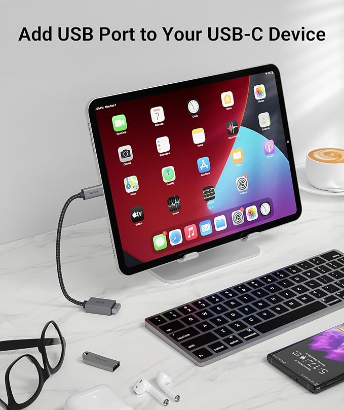 Syntech USB C to USB Adapter, 2 Pack USB C to USB 3, 10Gbps Type C, Thunderbolt 3 to USB Female Adapter OTG Cable Compatible with iPhone 17/16/15 Pro Max, iPad mini 6, MacBook Pro/Air/Neo, Space Gray