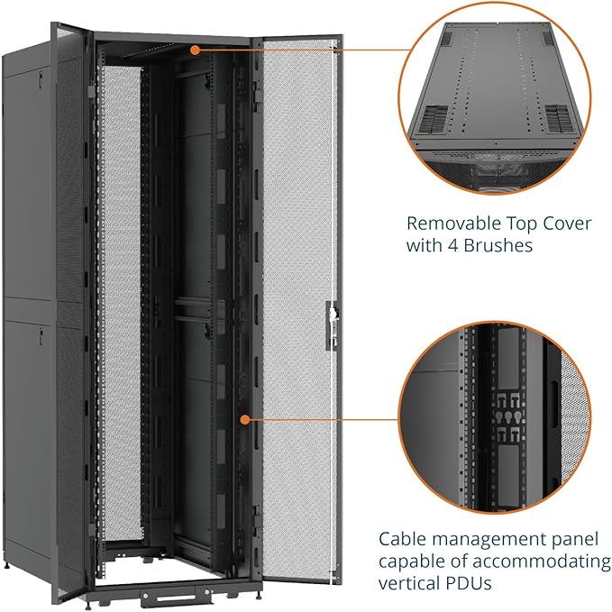Tecmojo 48U Server Rack Cabinet - PRE-Assembled 30inch Width 43inch Depth IT Network Equipment Cabinet Rack Enclosure with Casters - 3000lbs Weight Capacity,Black