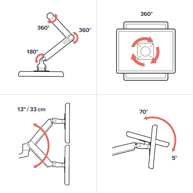 Ergotron – LX Vertical Stacking Dual Monitor Arm, VESA Desk Mount – for 2 Monitors Up to 24 Inches, 7 to 20 lbs Each – Matte Black
