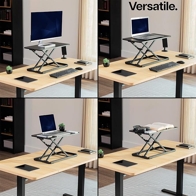 VIVO Single Top 24 inch Scissors Lift Keyboard and Mouse Riser, Height Adjustable Laptop Desk, For Ergonomic Sit Stand Workstations, Black, DESK-V024A