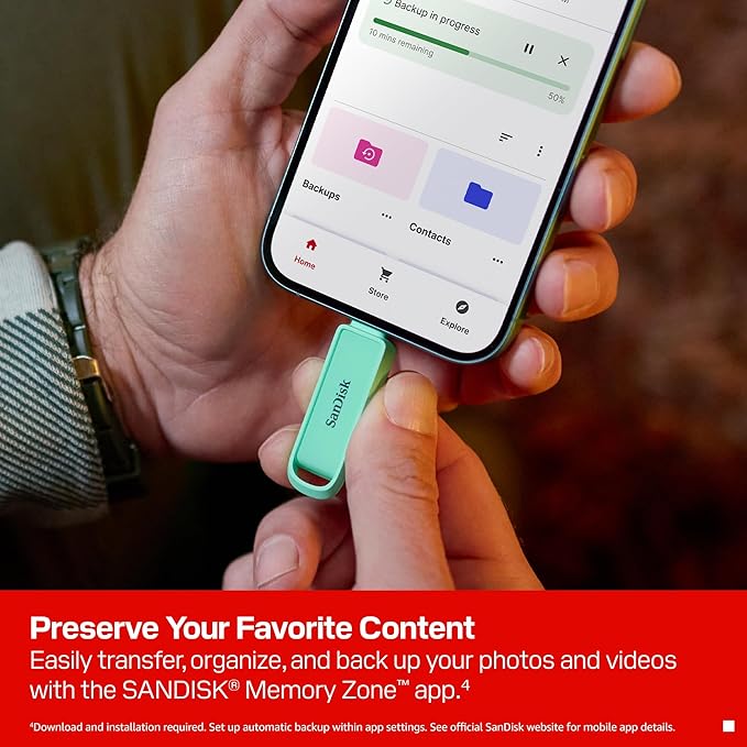 SanDisk 512GB Phone Drive with USB Type-C - for Smartphones, Tablets, and Computers - Up to 150MB/s, USB 3.2 Gen 1 - Seafoam Green - SDIXS0N-512G-GN6NQ
