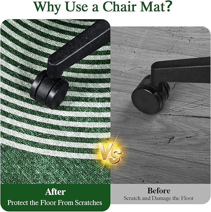Office Chair Mat for Hardwood Floor & Tile Floor,36"X 48" Heavy Duty Desk Chair Mat for Hard Floors, Under Desk Rug for Rolling Computer Chair,Anti Slip,Low Pile Carpet Protector-Convex Geo Green