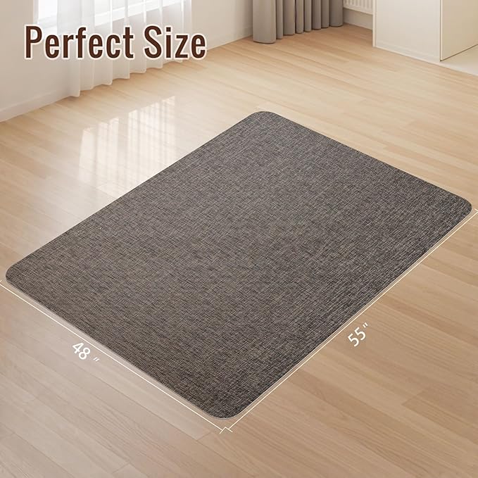 Wansimoo Office Chair Mat for Hardwood and Tile Floor, 48"x55" Floor Mat, Heavy Duty Computer Gaming Chair Mat, Anti-Slip, Non- Curve, Desk Chair Mat,Floor Protector for Home Office(Coffee)