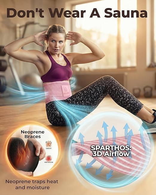 Sparthos Women's Back Brace for Lower Back Pain - Pink Lumbar Support Belt for Sciatica Relief - Breathable Lower Back Brace for Women - Fits 38–44″ Waist (Medium)