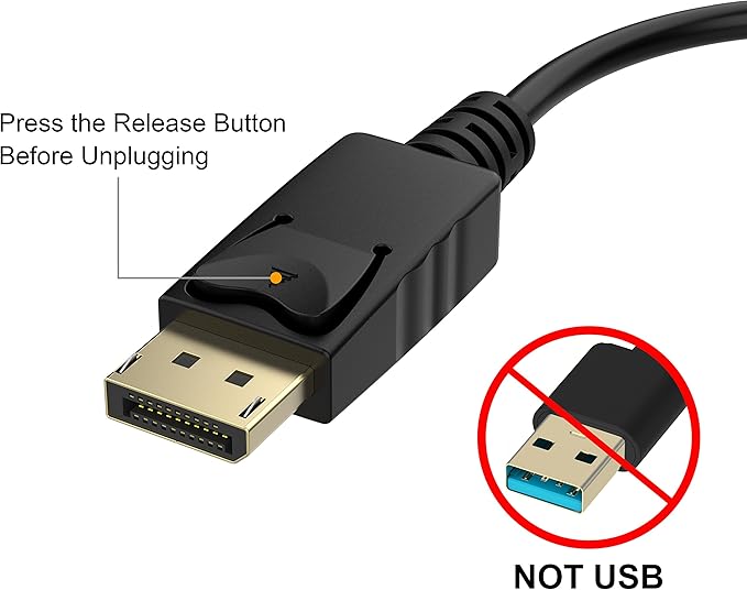 DisplayPort (DP) to VGA Adapter, 2 Pack, Gold-Plated Display Port to VGA Adapter (Male to Female) Compatible with Computer, Desktop, Laptop, PC, Monitor, Projector, HDTV - Black