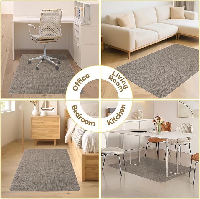 BesWin Office Chair Mat for Hard Floors, Heavy Duty Desk Floor Mat for Hardwood and Tile Floors, Computer Chair Mat for Rolling Chair, Anti Slip Floor Protector Mat for Office Home, Brown, 36" x 48"