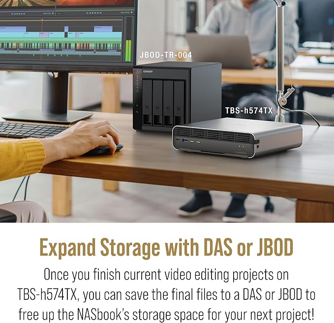 QNAP TBS-h574TX-i3-12G-US 5 Bay High-Performance E1.S All-Flash NASbook with Intel® Core™ Processor, Thunderbolt 4 and 10GbE (5G/2.5G/1G/100M/10M) Network Connectivity (Diskless)