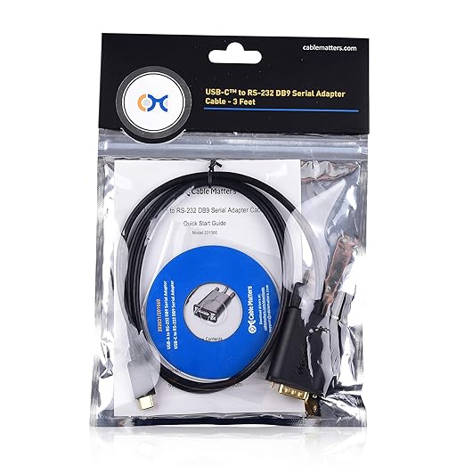 Cable Matters USB C to Serial Adapter Cable - 3ft, USBC to DB9, USB C to RS232 Cable, Compatible with Thunderbolt 5/4, Supports Windows 11/10/8/7/Vista/XP, macOS 11.0 or Later