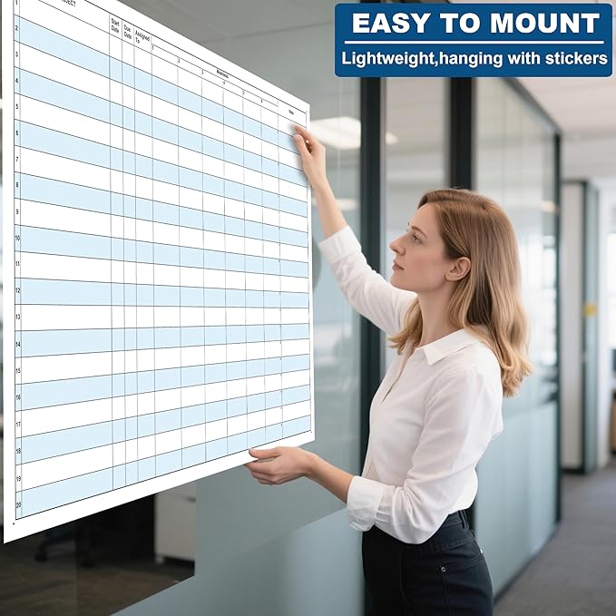 Large Dry Erase Project Planner for Tracking Milestones, 24x36 Inch Erasable Project White Board for Wall, Reusable Visual Milestone Tracker Poster Planning Status & Progress of Projects
