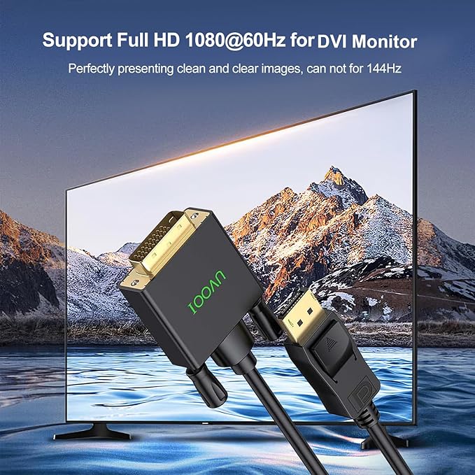 DisplayPort to DVI Cable 6ft 3-Pack, DP to DVI Cable Cord Male to Male Cord Compatible with Computer, PC, Monitor, TV, Projector and More