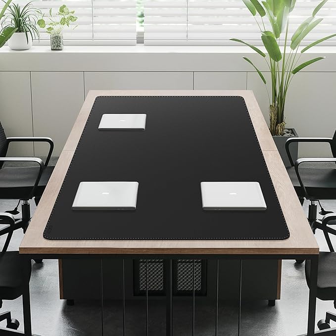 Cacoy 70.9x31.5 Inches Faux Leather Desk Pad Blotter, Waterproof Table Protector Mat, Large Gaming Computer Mouse Pad, Office and Home Desk Matt for Desktop, Black