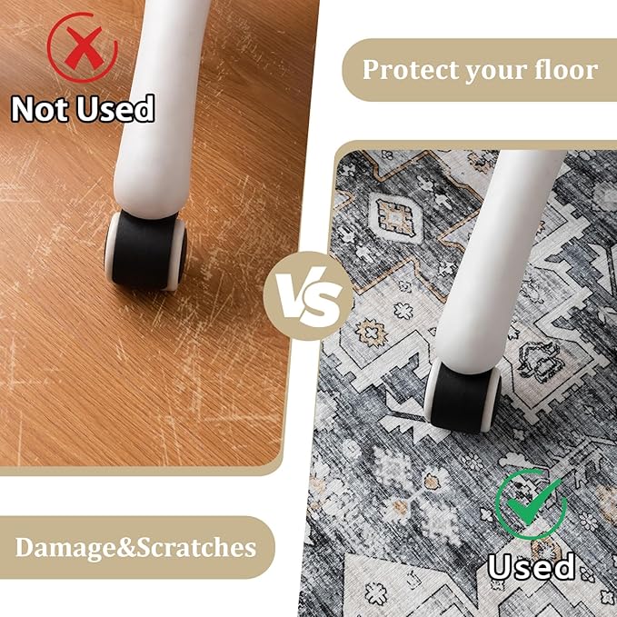 chakme Office Chair Mat for Hardwood Floor, 72"x48" Easy Glide Computer Desk Mat Protector for Rolling Chair Under Desk Rug Nonslip Backing, Machine Wash, (Boho)