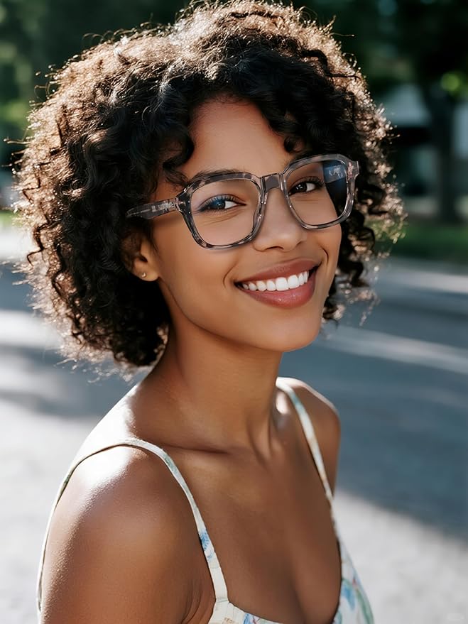 VISOONE Oversized Square Blue Light Blocking Glasses Fashion Computer Eyewear for Women and Men BENNETT