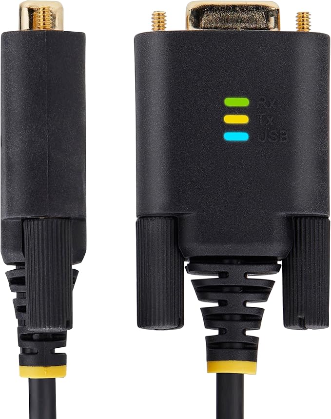 StarTech 3ft (1m) USB to Null Modem Serial Adapter Cable, COM Retention, FTDI, USB-A to RS232, LED Indicators, Changeable DB9 Screws Nuts