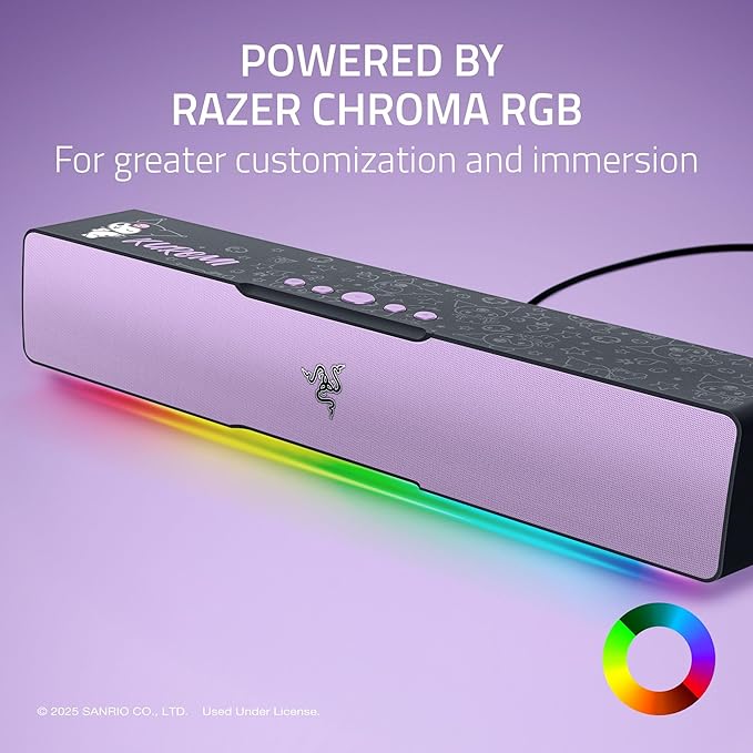 Razer Leviathan V2 X: PC Soundbar - Compact Design - Chroma RGB - USB Type C Power and Audio Delivery - Bluetooth 5.0 - for PC, Laptop, Smartphones, Tablets & Nintendo Switch - Kuromi Edition