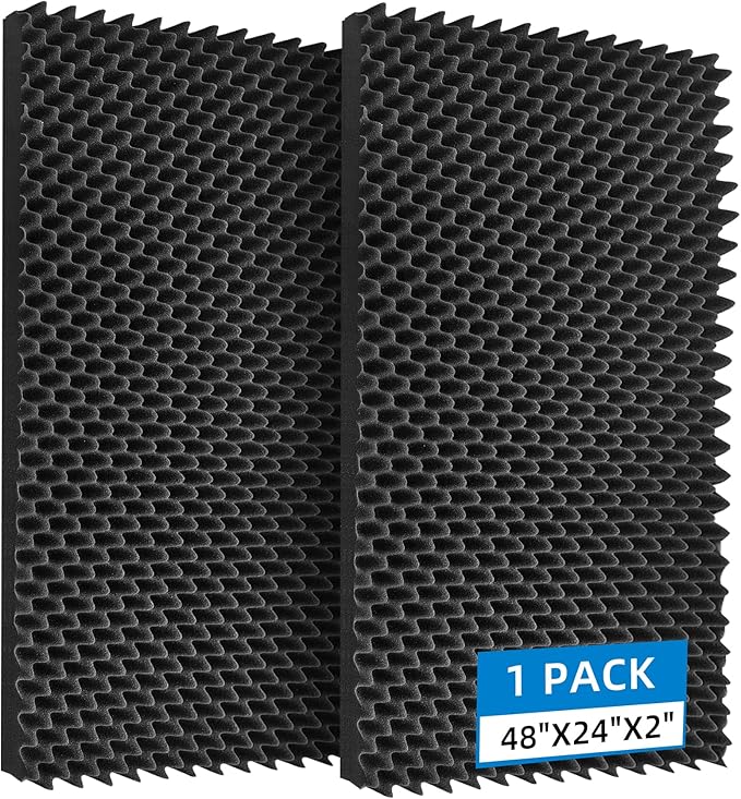 1 Pack Sound Proof Foam Panels |48"×24"×2" Quick-Recovery Soundproof Wall Panels | High Density Sound Dampening Panels for Home Studio,(Black)
