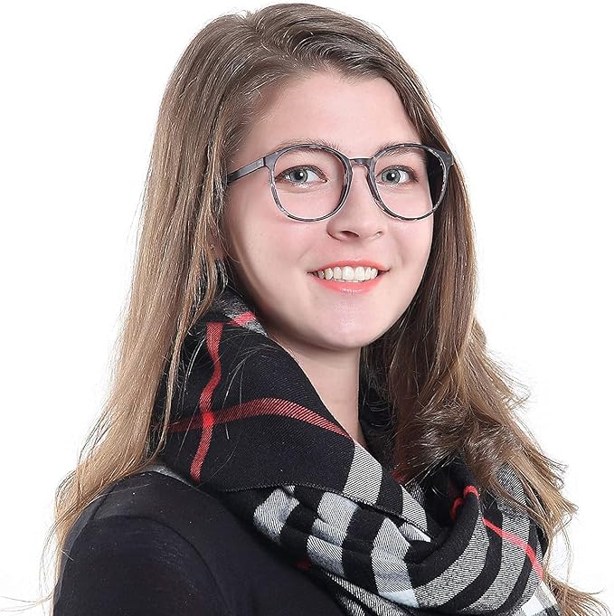 LifeArt Round Blue Light Blocking Glasses, Computer Glasses, Gaming Glasses, TV Glasses for Women Men (Gray, 5.50 Magnification)
