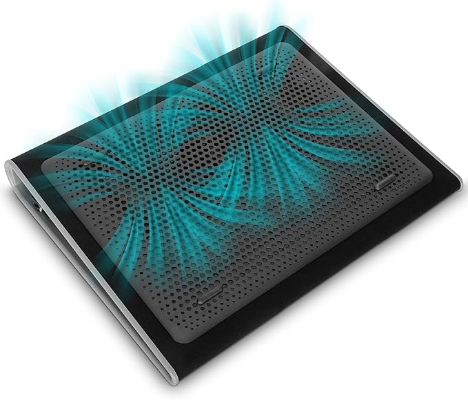Targus 17 inch Dual Fan Lap Chill Mat - Soft Neoprene Laptop Cooling Pad & Toshiba Canvio Basics 1TB Portable External Hard Drive USB 3.0, Black - HDTB510XK3AA