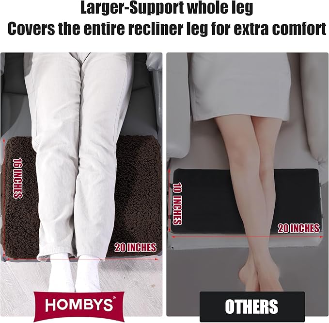 HOMBYS Extra Large Recliner Leg Pillow, Sherpa Foam Foot Rest for Sleeping Rest, Wave Shape Recliner Cushion, Multipurpose Footrest Extender, Back & Lumbar Pillow for Bed Sofa,(Coffee)