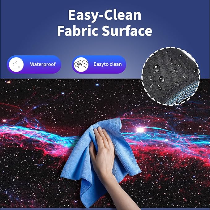 Wknoon. Extra Large Gaming Mouse Pad (31.5" x 11.8") with Durable Stitched Edges – Galaxy Glitter Primordial Nebula Space Cygnus Loop Dynamic Dance of Blue & Red, Anti-Slip Base Extended XXL Desk Mat