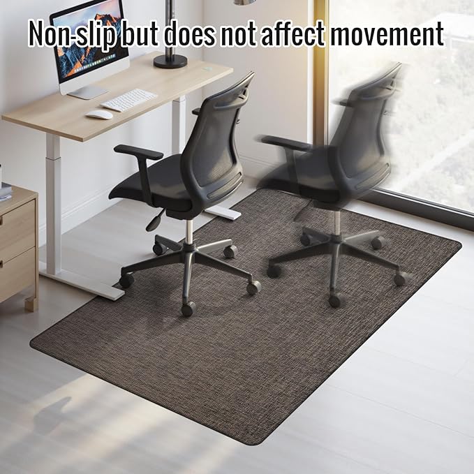 Office Chair Mat,48"x55" Anti-Slip Waterproof Hardwood Floor Chair Mat,Heavy Duty Floor Protector Rolling Chairs for Home Office(Coffee)