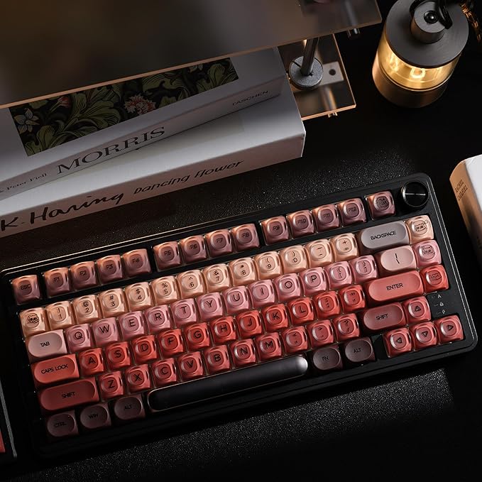 OHY PBT Keycaps, XVX Berry Kiss Theme Red Jelly HOA Profile Key Cap, 132-Key Cute Custom Keycaps (for Mechanical Keyboards with Cherry/Gateron MX Switches)-Lipstick