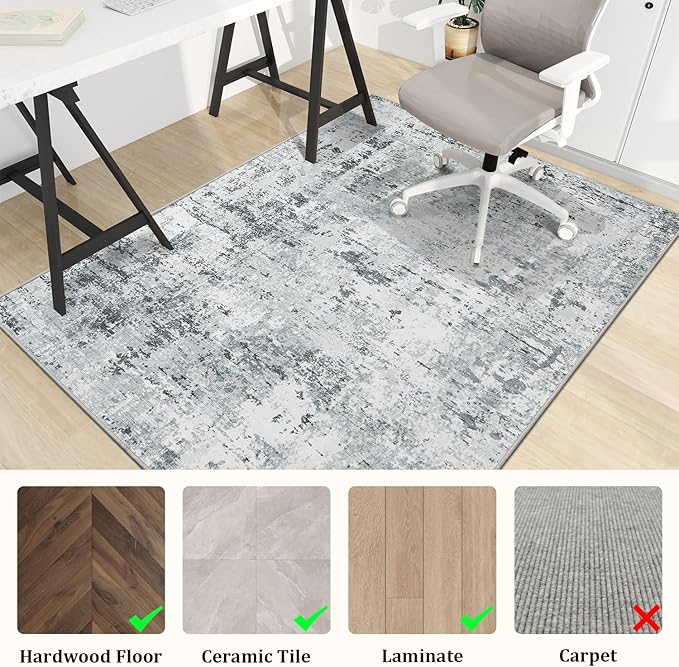 chakme Office Chair Mat for Hardwood Floor, 48"x36" Easy Glide Computer Desk Mat Protector for Rolling Chair Under Desk Rug Nonslip Backing, Machine Wash, (Boho)