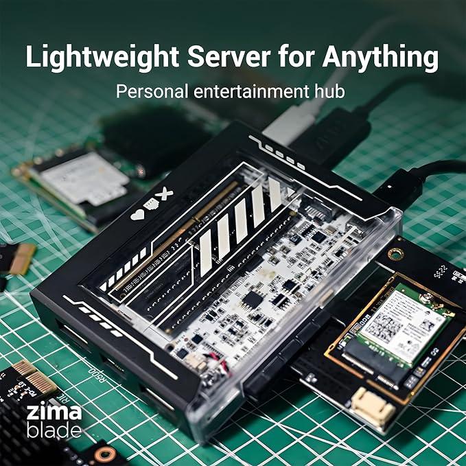 ZimaBlade 7700 x86 DIY NAS Kit – 2-Bay Mini Home Server, Intel Quad-Core, 16GB RAM, PCIe Expansion, CasaOS Preinstalled, Docker & Self-Hosting Ready